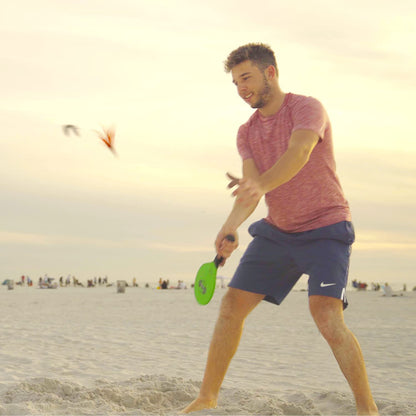 Jazzminton Paddle Game Select Double Badminton Set 4 Rackets - Beach Games for Kids Teens Adults and Family Games -Outdoor Games for Lawn, Yard, Tailgating, Camping Games