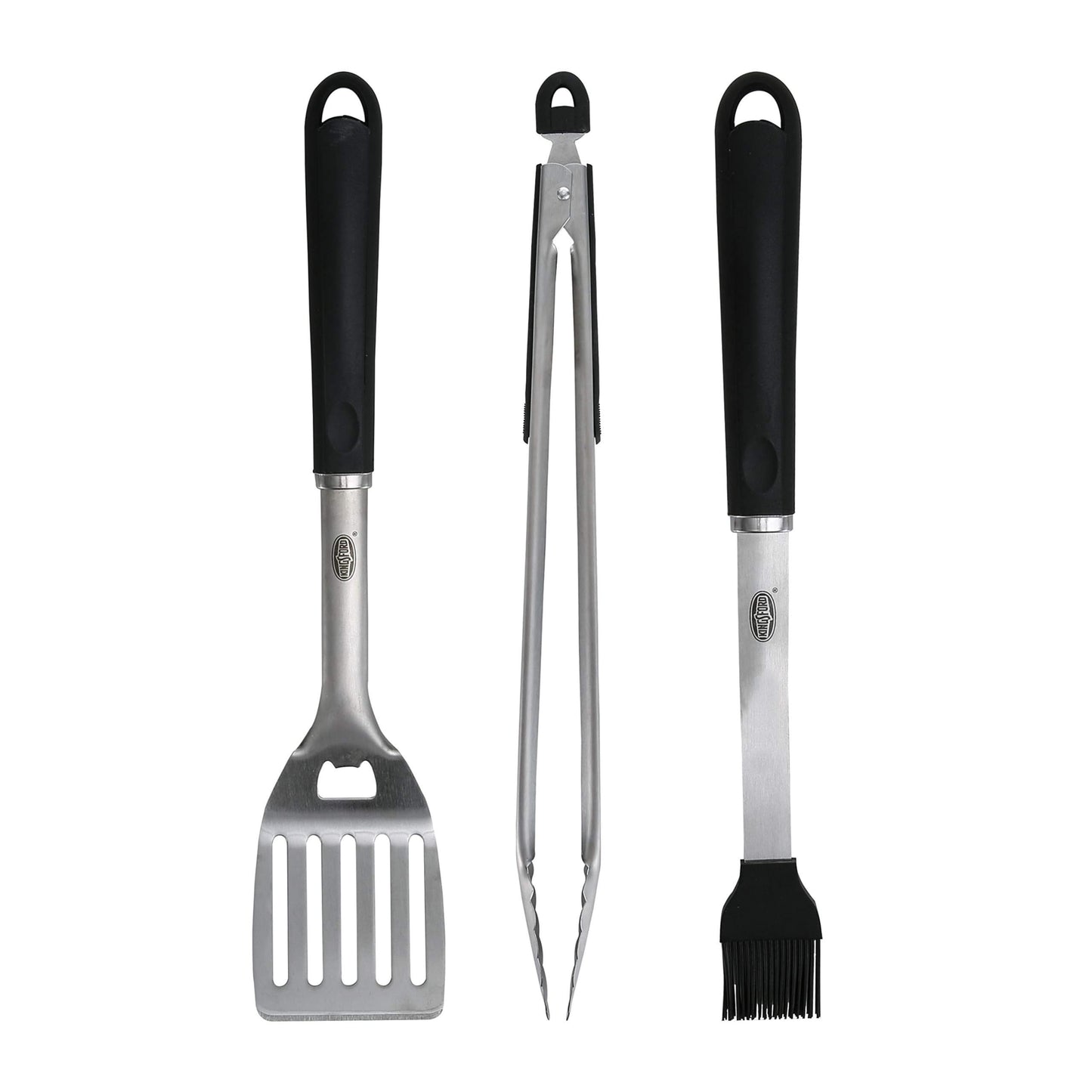 Kingsford Stainless Steel 3-Piece BBQ Tool Set | Tongs, Basting Brush, Spatula | Rust-Resistant Grilling Tools
