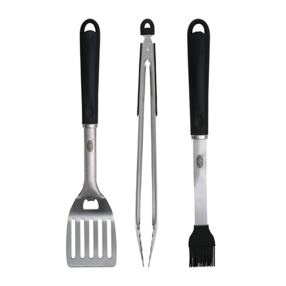Kingsford Stainless Steel 3-Piece BBQ Tool Set | Tongs, Basting Brush, Spatula | Rust-Resistant Grilling Tools