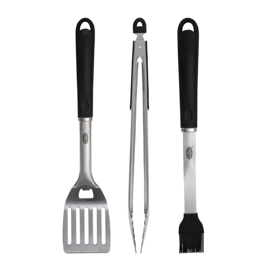 Kingsford Stainless Steel 3-Piece BBQ Tool Set | Tongs, Basting Brush, Spatula | Rust-Resistant Grilling Tools