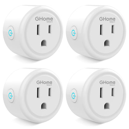GHome Smart Mini Plug Compatible with Alexa and Google Home, WiFi Outlet Socket Remote Control with Timer Function, Only Supports 2.4GHz Network, No Hub Required, ETL FCC Listed (4 Pack), White