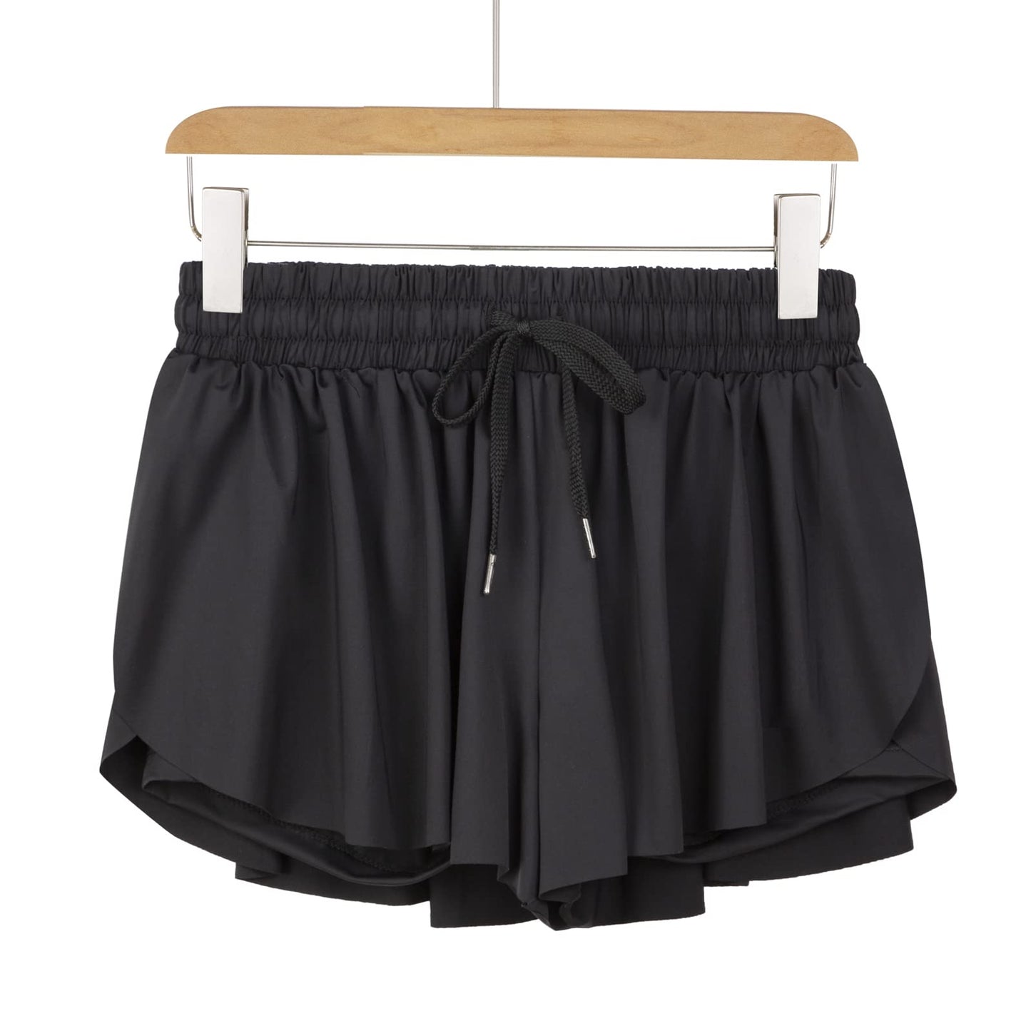 Flowy Athletic Shorts for Women Gym Yoga Workout Running Sweat Short Pants Spandex Butterfly Tennis Skort Skirt with Pockets Underneath Girls Cute Comfy Trendy Clothes Casual Summer Outfits Black Xs