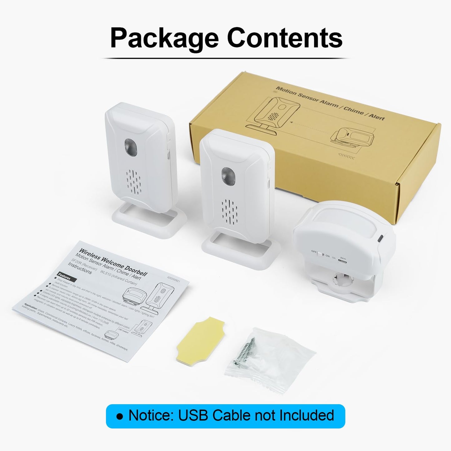 GREENCYCLE Door Sensor Chime, Motion Detector Alarm, Commercial Door Bells for Business Entry, Home Security Alert (918 Feet, 36 Tunes, 4 Volume Levels, LED Indicators), 2Receiver1Infrared Transmitter