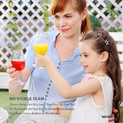 MICHLEY Unbreakable Stemmed Wine Glasses, 100% Tritan Plastic Snifter Glasses, BPA-free & Dishwasher Safe, Small Size 7.8 oz,Set of 4