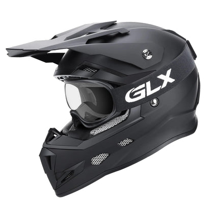 GLX GX623 Youth ATV/Dirt Bike Helmet Combo - Matte Black, Small - DOT