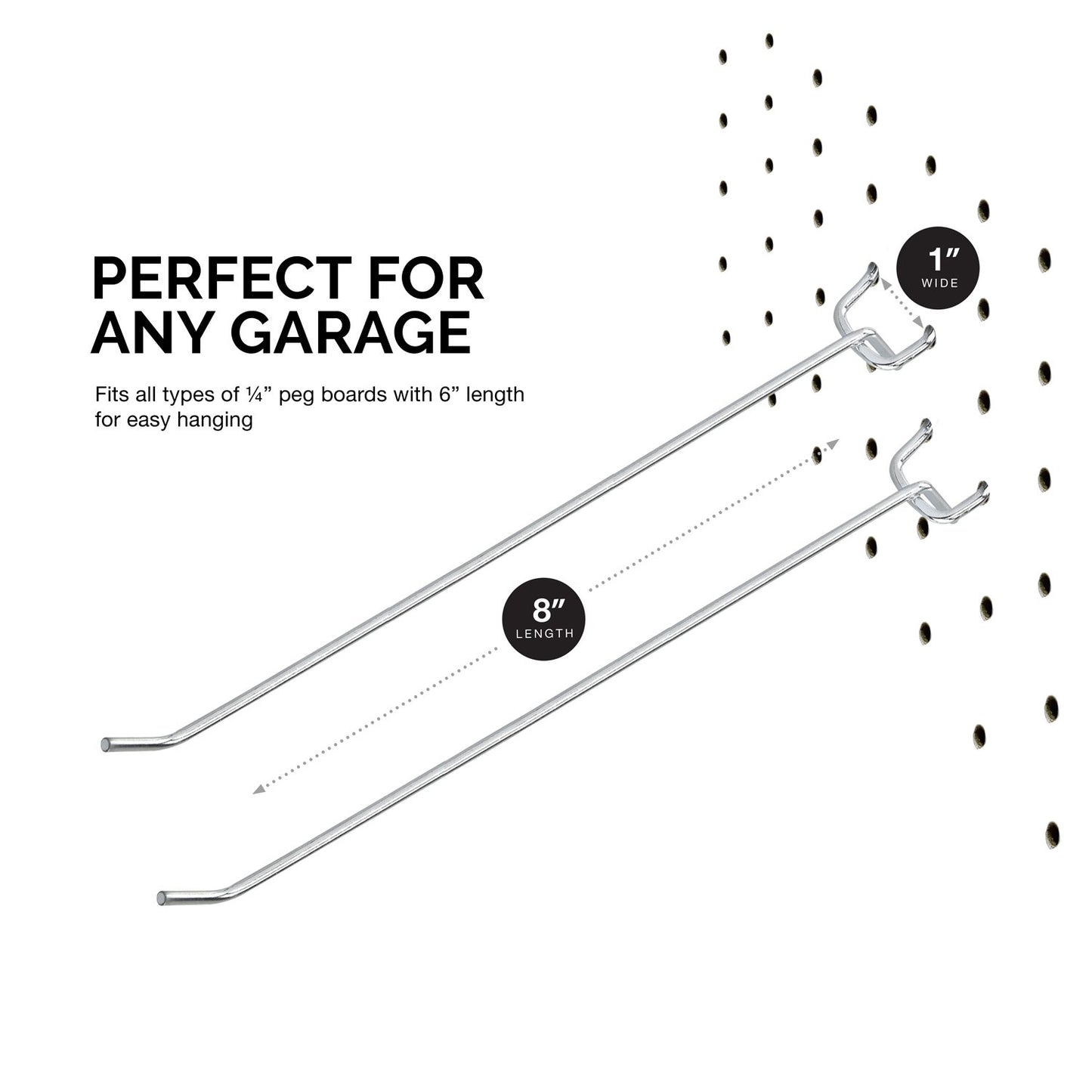 Neiko 53104A 8” Pegboard Hook Organizer Kit, 50 Pack, Hanging Hooks Set for Garage Organization, Great for Wall Hanging and Shelving, Tool Storage, Craft Organizing