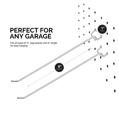Neiko 53104A 8” Pegboard Hook Organizer Kit, 50 Pack, Hanging Hooks Set for Garage Organization, Great for Wall Hanging and Shelving, Tool Storage, Craft Organizing