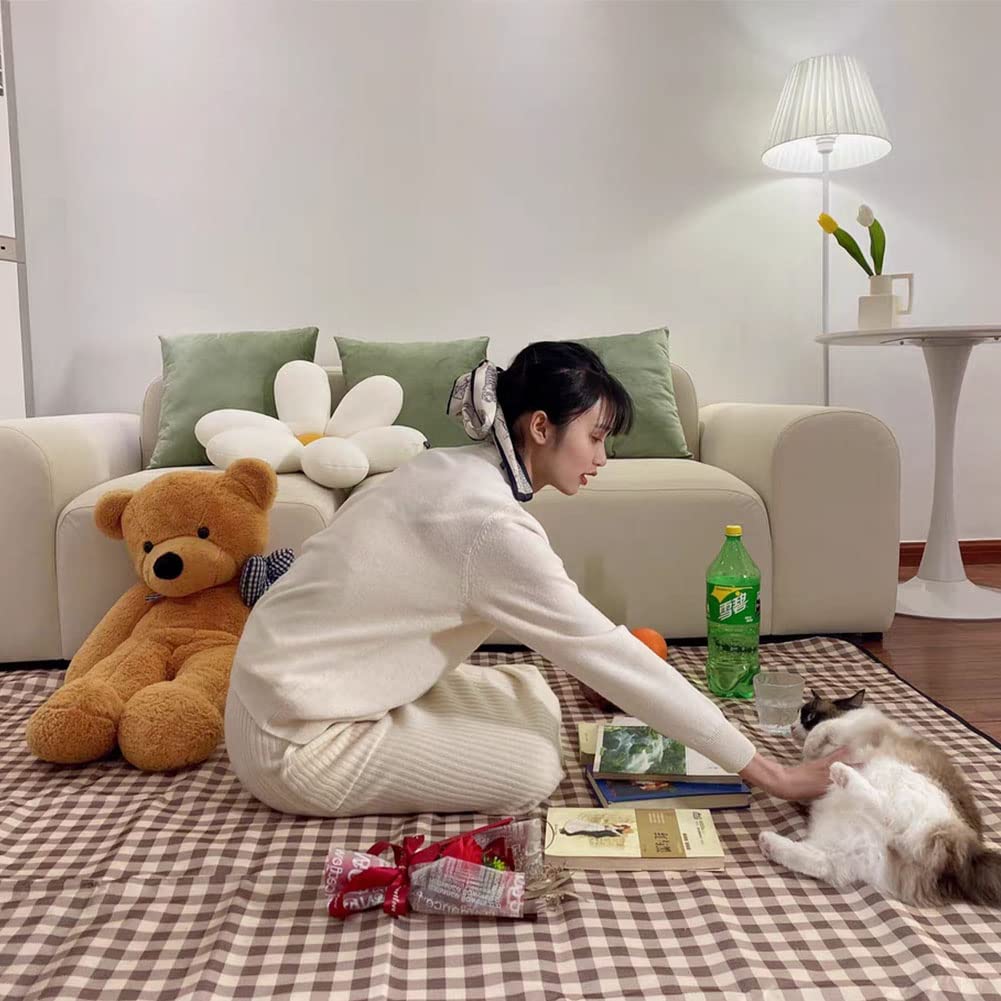 LRUUIDDE Extra Large 80"x 80" Beach Blanket, Outdoor Picnic Blankets, Waterproof Sandproof Portable Blankets, Foldable and Lightweight for Spring Summer Camping, Beach, Park (Brown, 80x80 in)