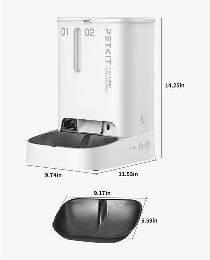PETKIT Automatic Cat Dog Feeder with Camera, AI-Powered Motion Capturing, 1080P HD Video with Night Vision, 2.4G WiFi Pet Feeder with 2-Way Audio, Dual Hopper Pet Food Dispenser with Desiccant