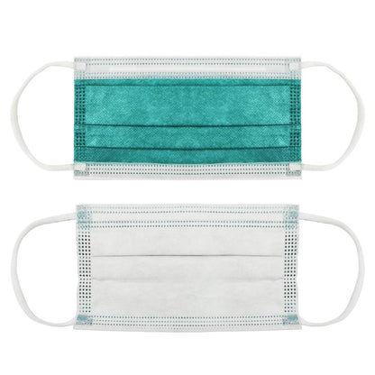 4 Ply Disposable Face Mask Protective(50PCS), Elastic Earloops, Single Use- Green