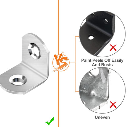 40 Pcs L Bracket Stainless Steel Corner Brace Sets, 90 Degree Right Angle Brackets with 80 Pcs Screws, L Bracket Firmware for Wooden Shelves, Chairs, Tables, Dressers, Furniture (Silver)