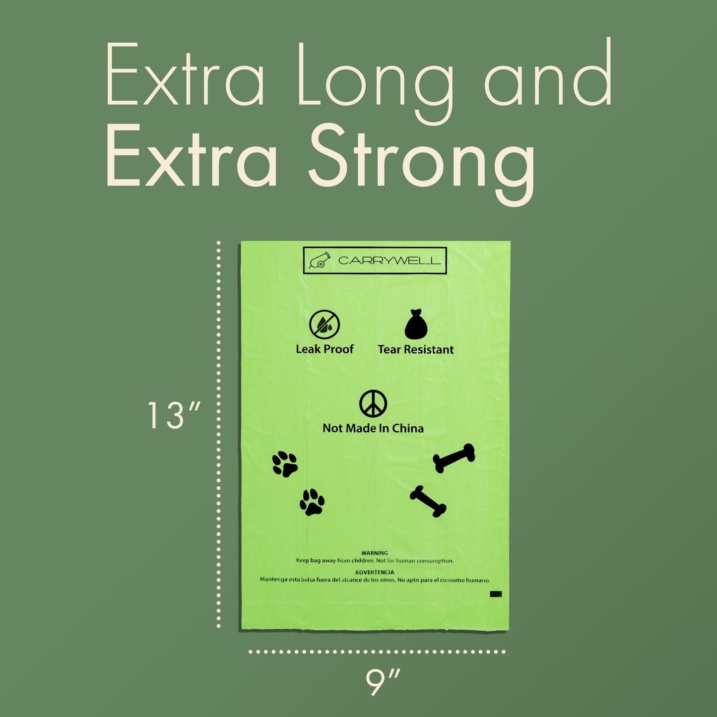 (Not Made In China) Dog Poop Bag Rolls, 300 Count, Biodegradable, Leak Proof and Extra Thick Bags For Dogs and Cats, Unscented and Earth Friendly Waste and Doggy Litter Bag Refill Roll