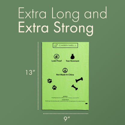 (Not Made In China) Dog Poop Bag Rolls, 300 Count, Biodegradable, Leak Proof and Extra Thick Bags For Dogs and Cats, Unscented and Earth Friendly Waste and Doggy Litter Bag Refill Roll