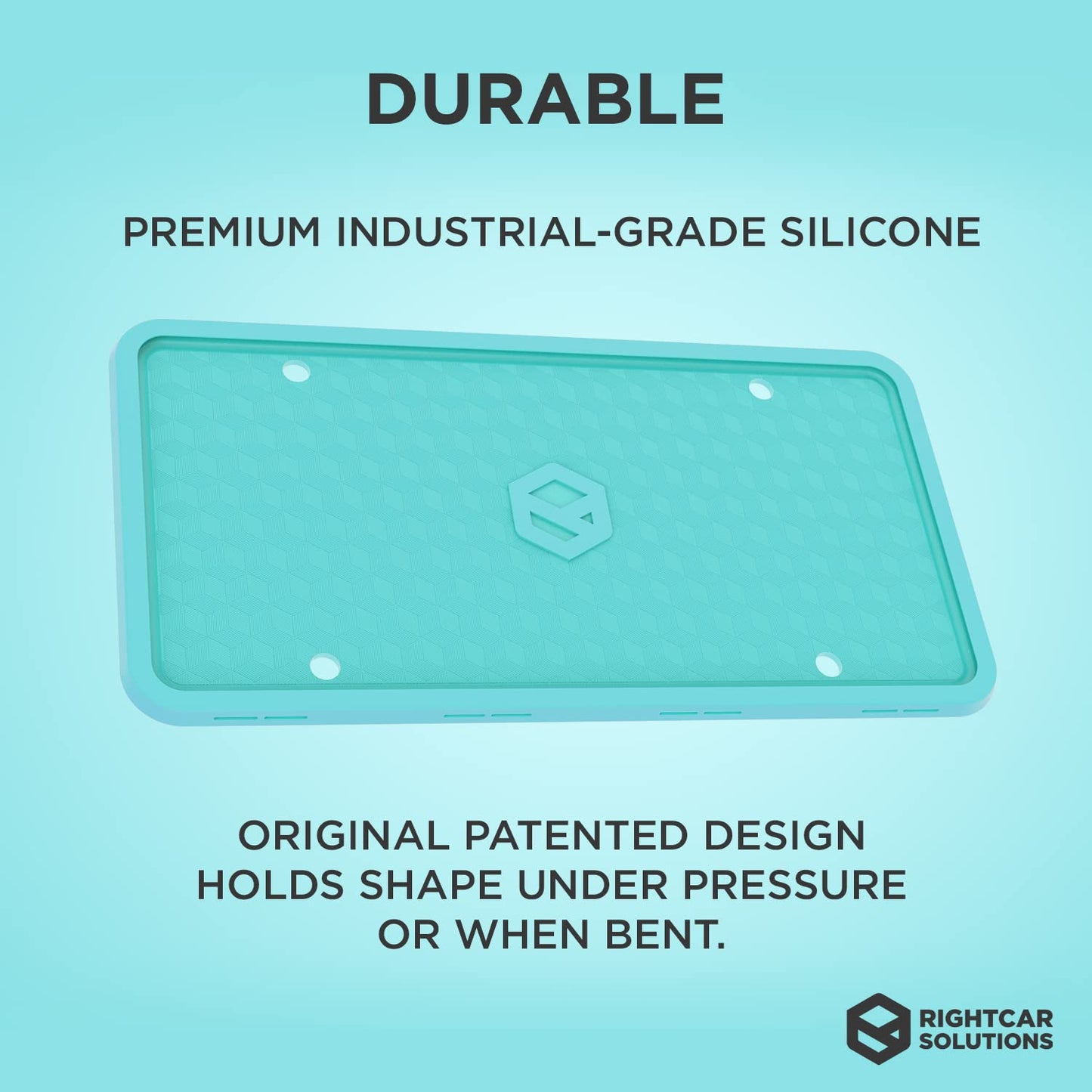 Rightcar Solutions Silicone License Plate Frame | The Original Premium Grade Silicone Car Plate Frame | Rust Proof, Rattle Proof, Weather Proof License Plate Holder (Aqua Blue)