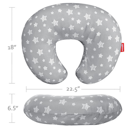 Nursing Pillow Cover for Baby Snug Fits Boppy Nursing Pillows, Super Soft, for Breastfeeding Moms, Grey Star
