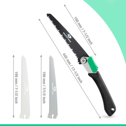 MOSSY OAK 3 in 1 Folding Saw, Pruning Hand Saw with Wood, Metal and PVC Blade, Camping Saw for Backpacking, Hunting and Bushcraft, Pouch Included