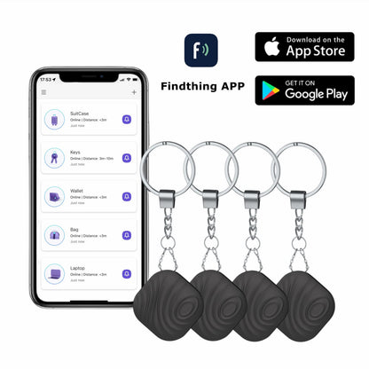 Nutale Findthing Key Finder Smart Tag 4-Pack - Bluetooth Tracker Item Locator with Key Chain - Both iOS and Android Compatible for Keys Pet Wallets Backpacks and Tablets (4-Coffee)