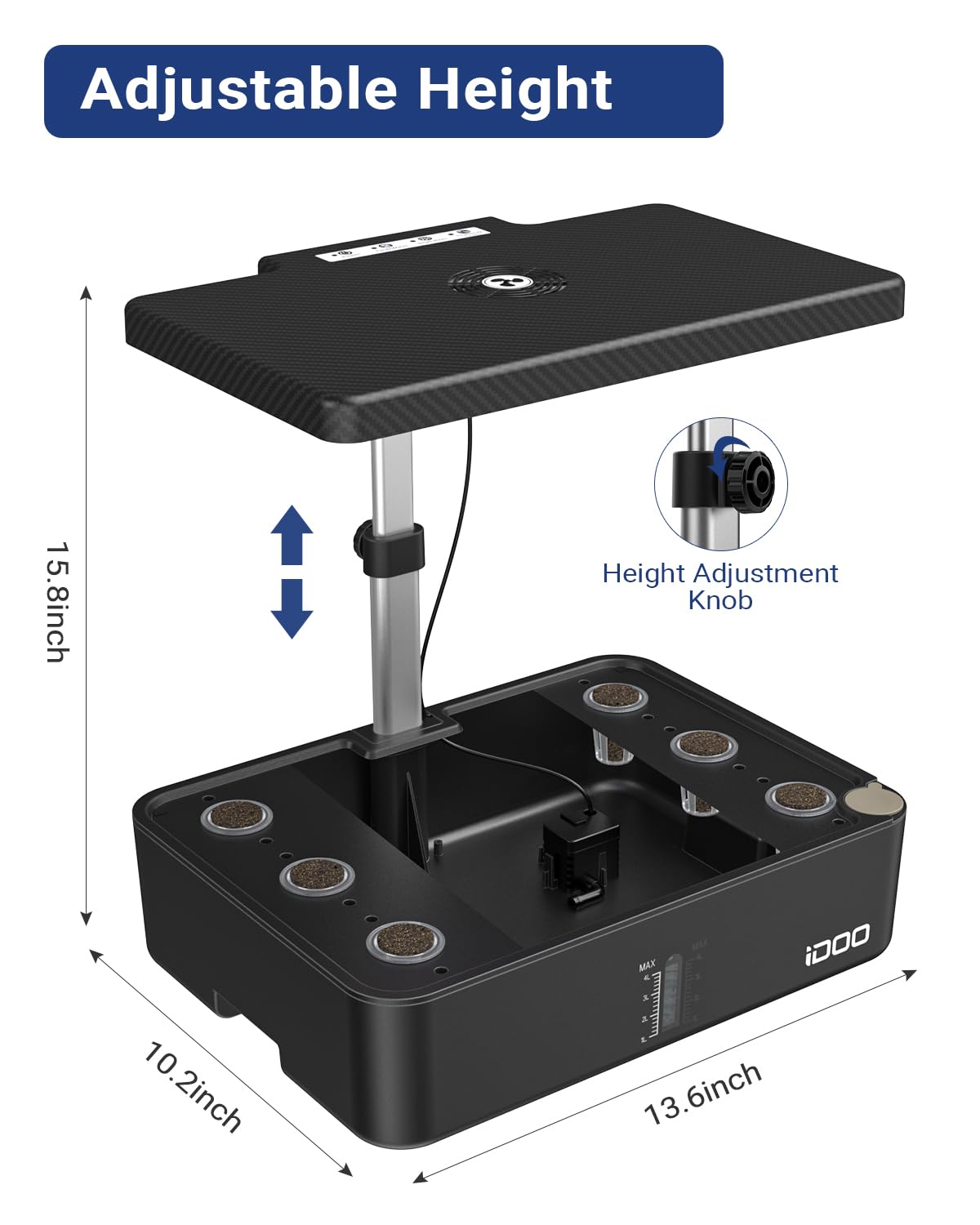 iDOO Hydroponics Growing System Kit 12Pods, Indoor Herb Garden System, with LED Grow Light, Built-in Fan, Auto-Timer, Adjustable Height Up to 11.3", for Home School, for Women