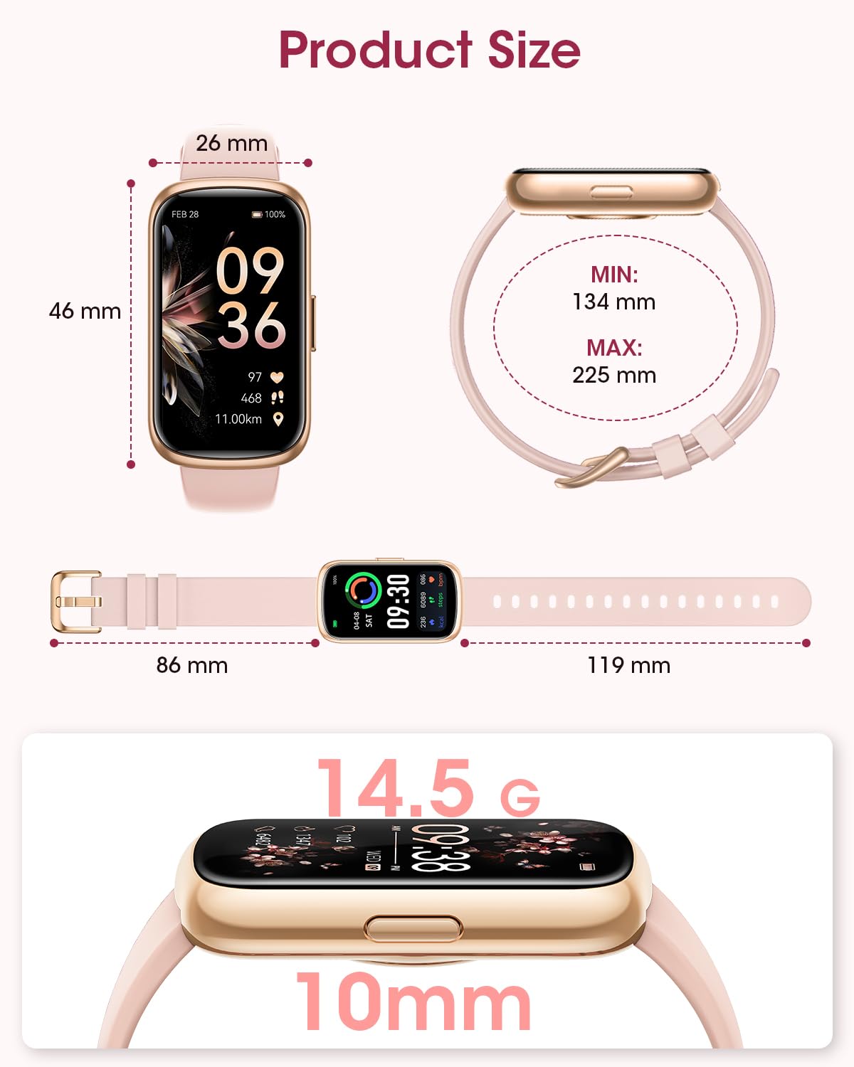 Health Fitness Tracker for Women Men: 24H Heart Rate Monitor Activity Trackers Blood Oxygen Sleep Step Calorie Tracking 5ATM Waterproof Fitness Smart Watches for Woman Compatible with iPhone Android