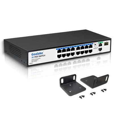 19-Port Ethernet PoE Switch, 16 PoE+ Ports @240W, 2 Uplink Gigabit Ports + 1 Combo SFP Slots, Metal Plug and Play, AI Extend &Vlan, Fanless, Overload Protection