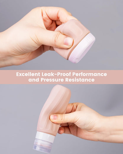 Mrsdry Travel Bottles for Toiletries 8 Pack, Travel Size Toiletries, Tsa Approved Travel Size Containers 3oz, with Travel Essentials Clear Bag, Leak Proof Silicone Squeezable Creams Jars