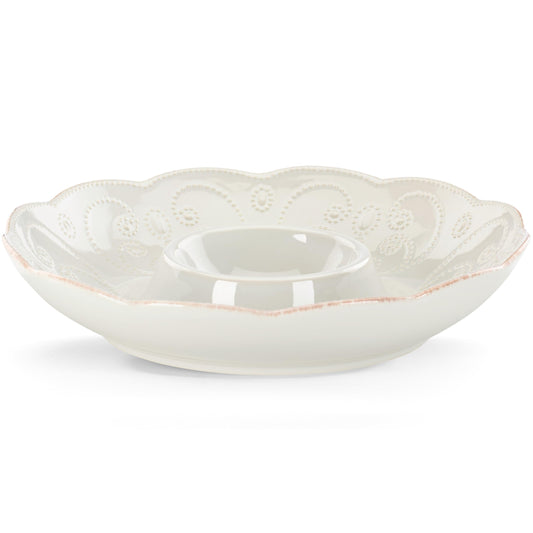 Lenox French Perle Chip and Dip Tray, White -