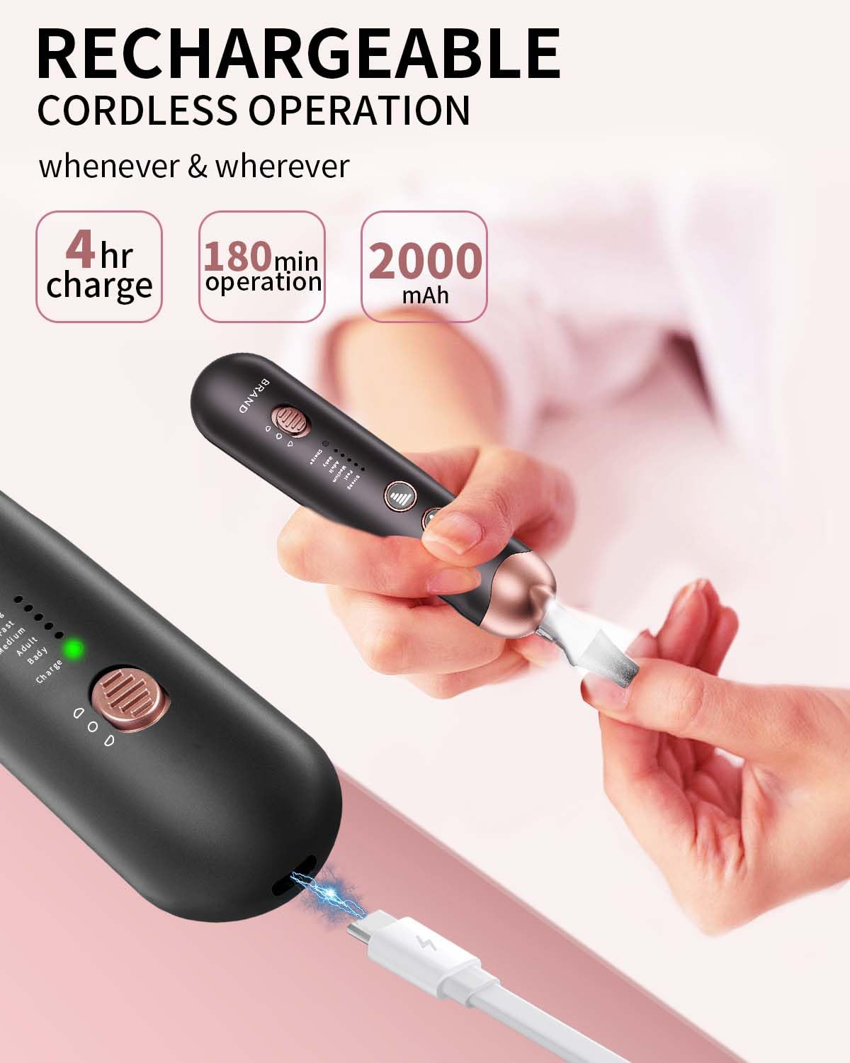 Professional Manicure Pedicure Kit, Cordless Electric Nail File Set, Rechargeable Pedicure Tools for feet, 5 Speeds Hand Foot Care Nail Drill for Thick Nail Toenail Cuticle Women Men Baby Pets