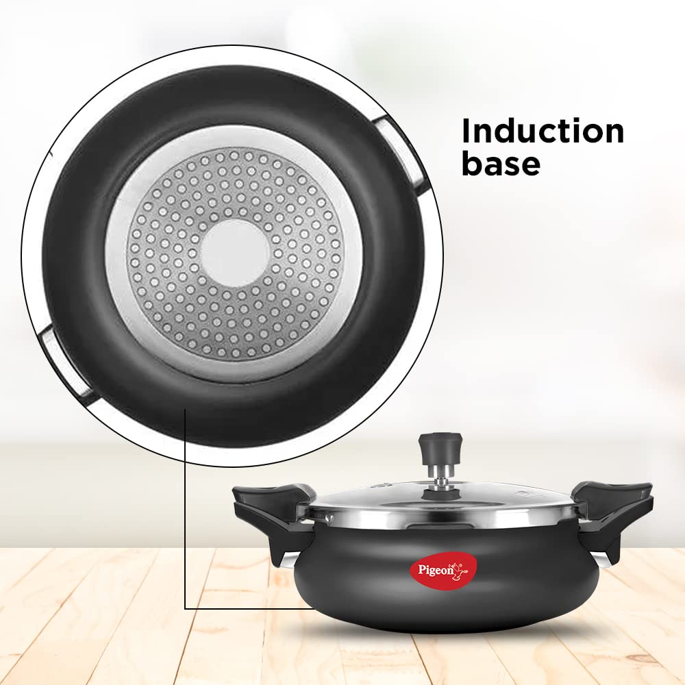 Pigeon 3.2 Quart All-In-One Super Cooker - Steamer, Cooking Pot, Pressure Cooker, Dutch Oven - For All Cooktops - Quick Cooking of Meat, Soup, Rice, Beans, Idli & more, Hard Anodized, (3 Liters)