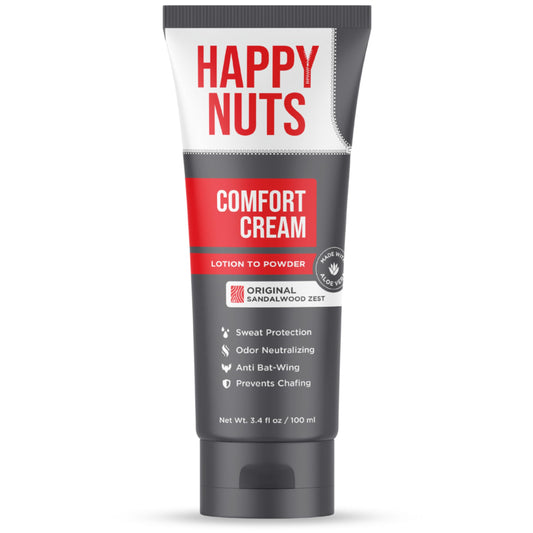 HAPPY NUTS Comfort Cream Deodorant For Men: Anti-Chafing Sweat Defense, Odor Control, Aluminum-Free Mens Deodorant & Travel Essential for Men's Private Parts 3.4 fl oz (Original)