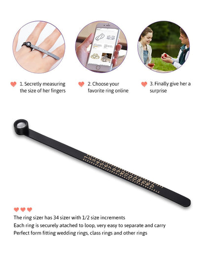 Meowoo Ring Sizer Measuring Tool with Magnifier, for Ring Measurer and Ring Sizer Clear and Intuitive Reading. Plastic Ring Sizer with Lens, 1-17