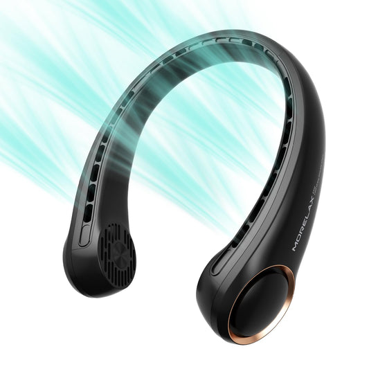 Portable Neck Fan Rechargeable, Personal Neck Cooling Fan, Hands Free Bladeless Fan, Ultra Quiet, 3 Speeds Adjustable Strong Wind, 4000 mAh Battery Operated, Gifts for Men Women Mom Dad(Black), Small