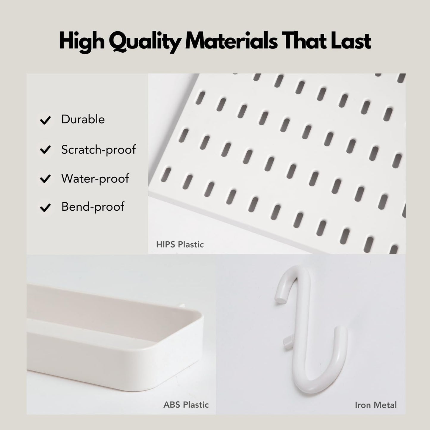 Keepo Pegboard Combination Kit, Pegboards and Accessories Modular Hanging for Wall Organizer, Crafts Organization, Ornaments Display, Nursery Storage, Peg Board (White, 22″×22″)