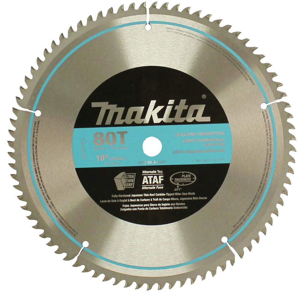 Makita A-93681 10-Inch 80 Tooth Micro Polished Mitersaw Blade Silver