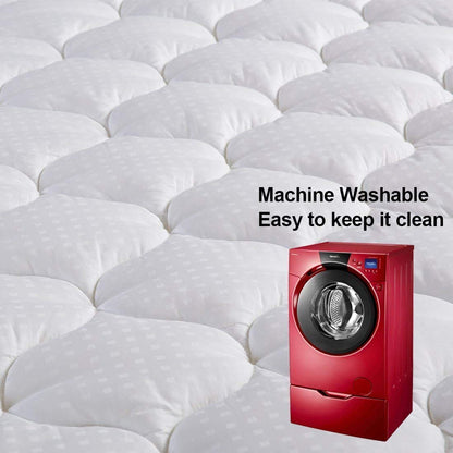 LEISURE TOWN King Mattress Pad Fitted Quilted Cotton Mattress Cover Cooling Soft Pillow Top Mattress Topper with Down Alternative Filling Mattress Protector with 8-21 Deep Pocket (78x80 White)