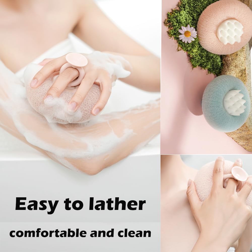 2 Pack Bath Body Brush,Exfoliating Body Scrubber,Bath Sponge Brush to Scrub The Body and Enjoy The Shower(Pink&Blue)…