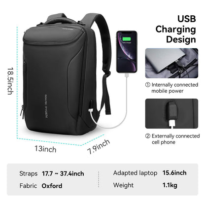 Muzee Backpack for Men Travel Backpack Flight Approved Fits 17 Inch Laptop and Tech Gear, With USB Plug