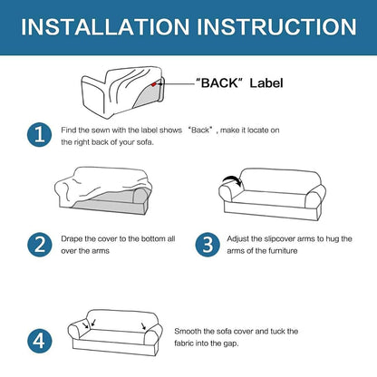 H.VERSAILTEX Stretch Sofa Covers for 3 Cushion Couch Covers Sofa Slipcovers for Living Room Feature Thick Checked Jacquard Fabric with Elastic Bottom, Sofa Large - Ivory