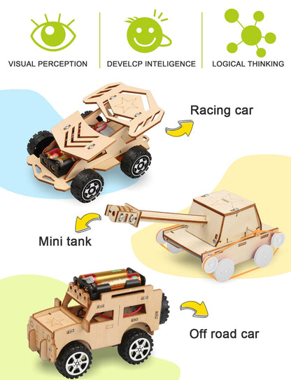 Poraxy 5 in 1 STEM Kits for Kids Age 8-10, Science Building Project Craft for 8-13, Model Car Kit, STEM Toys for Boys Girls Age 8-12, Wooden 3D Puzzles, Birthday Gifts for 6 7 8 9 10 11 12 13 Year Old