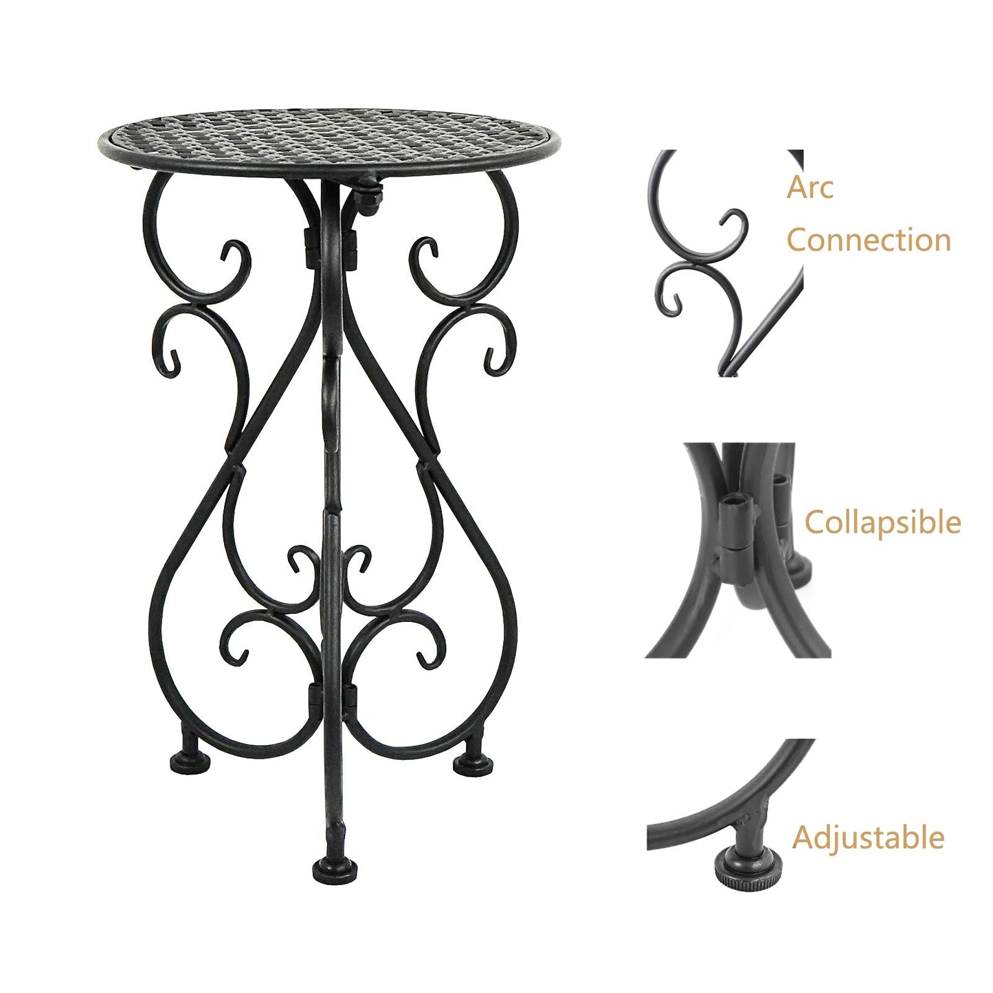 NAKUPE Metal Plant Stand, Heavy Duty Flower Pot Stand 17" Tall, Single Planter Holder for Indoor, Outdoor, Garden, Patio, Porch, Balcony, Home Decor, Black(1 Pack)