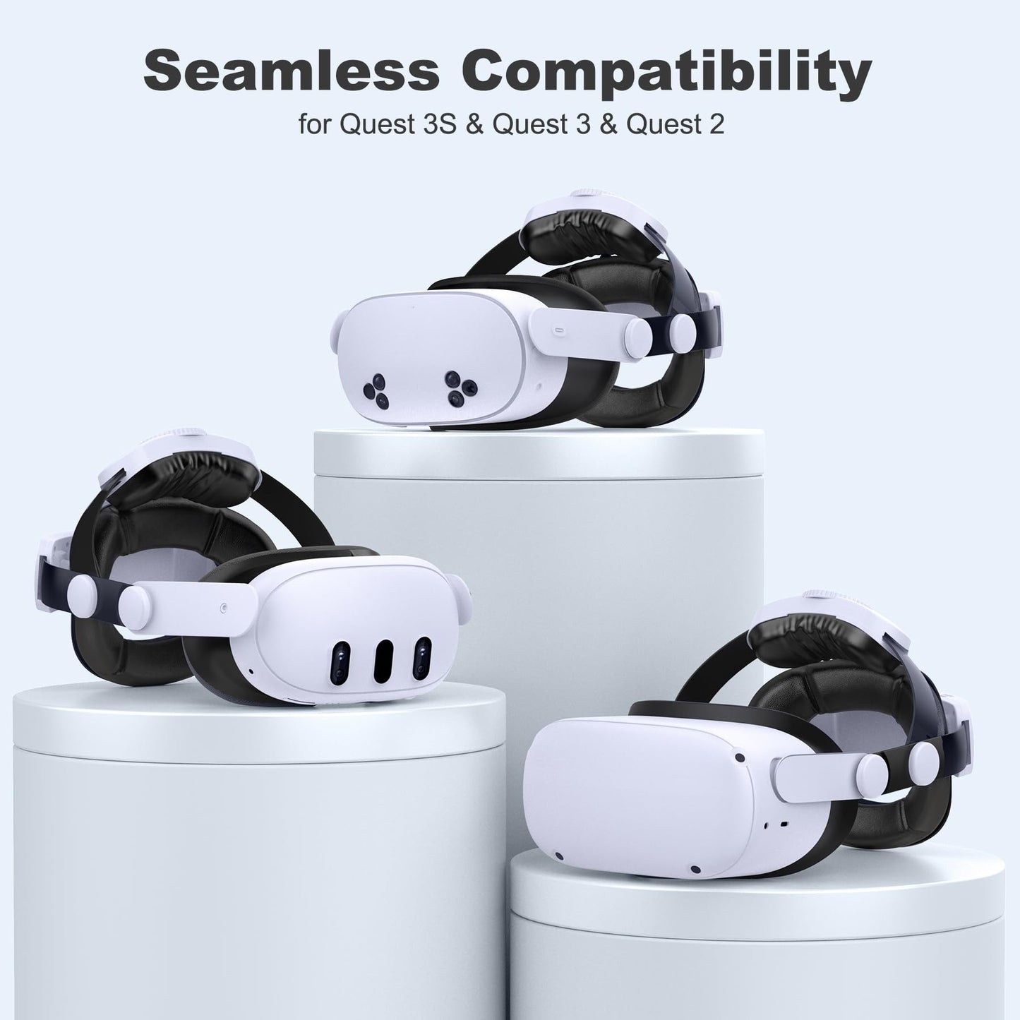 Kawaye for Meta Quest 3S/Quest 2/Quest 3 Head Strap, Double Knobs Adjustable Elite Strap Replacement,VR Headset Strap with Two Large Support Pad Enhanced Support, Reduce Pressure-MQ2000