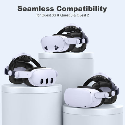 Kawaye for Meta Quest 3S/Quest 2/Quest 3 Head Strap, Double Knobs Adjustable Elite Strap Replacement,VR Headset Strap with Two Large Support Pad Enhanced Support, Reduce Pressure-MQ2000