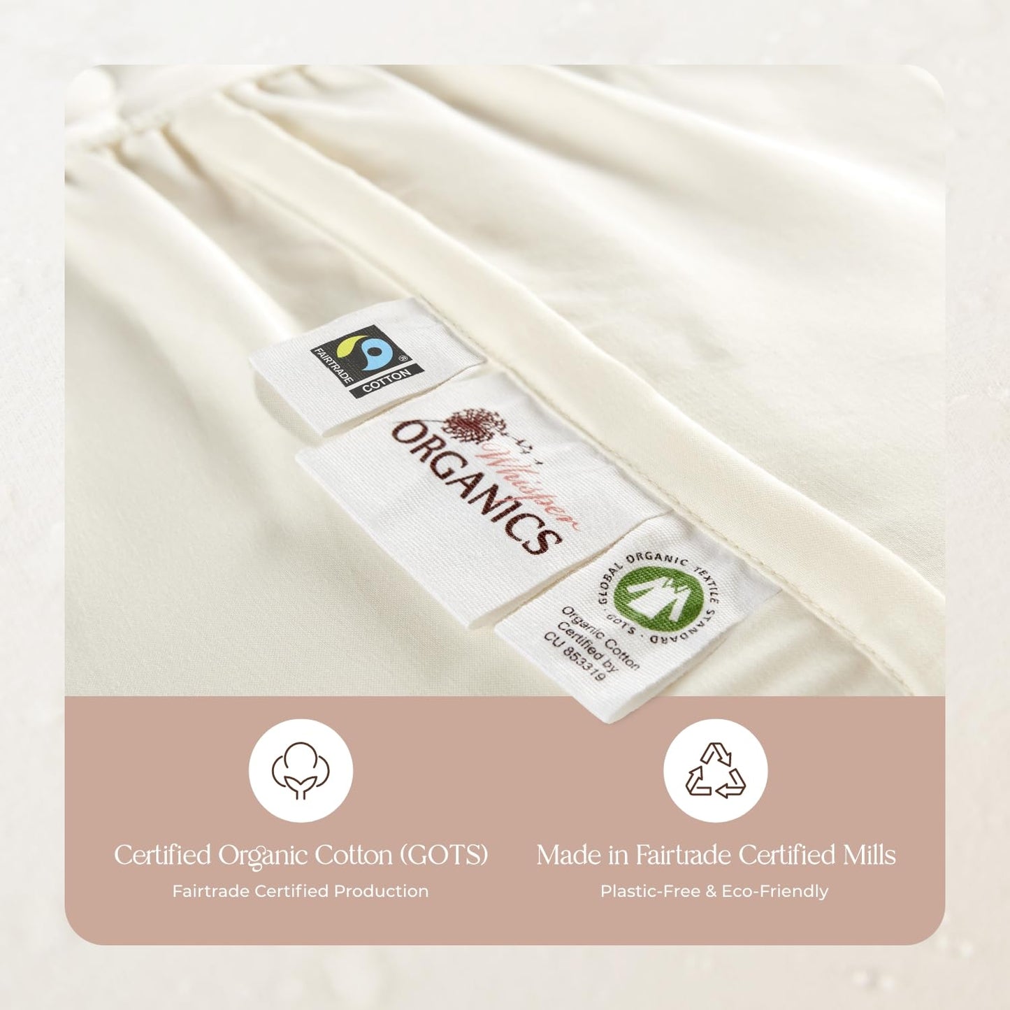 100% Cotton Organic Mattress Pad - Breathable & Cooling Mattress Protector King Size - Premium 300GSM Quilted and Noiseless Machine Washable Organic Mattress Protector (Ivory, King)