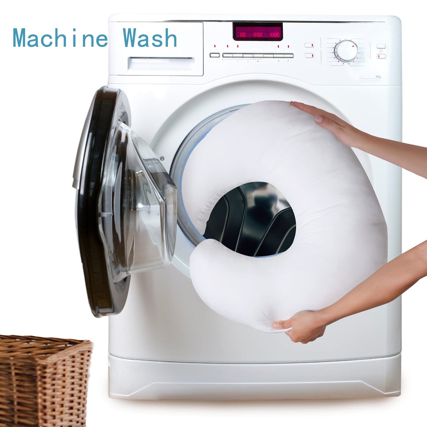 QUENESS Nursing Pillow and Positioner, Breastfeeding, Bottle Feeding, Baby Sitting Support, Tummy Time Support for Baby Boys and Girls, Propping Baby Pillow (Naked Pillow)