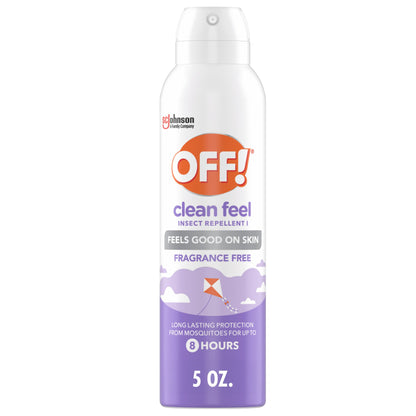 OFF! Clean Feel Insect Repellent Aerosol with 20% Picaridin, Bug Spray with Long Lasting Protection from Mosquitoes and Ticks, Feels Good on Skin, 5 oz