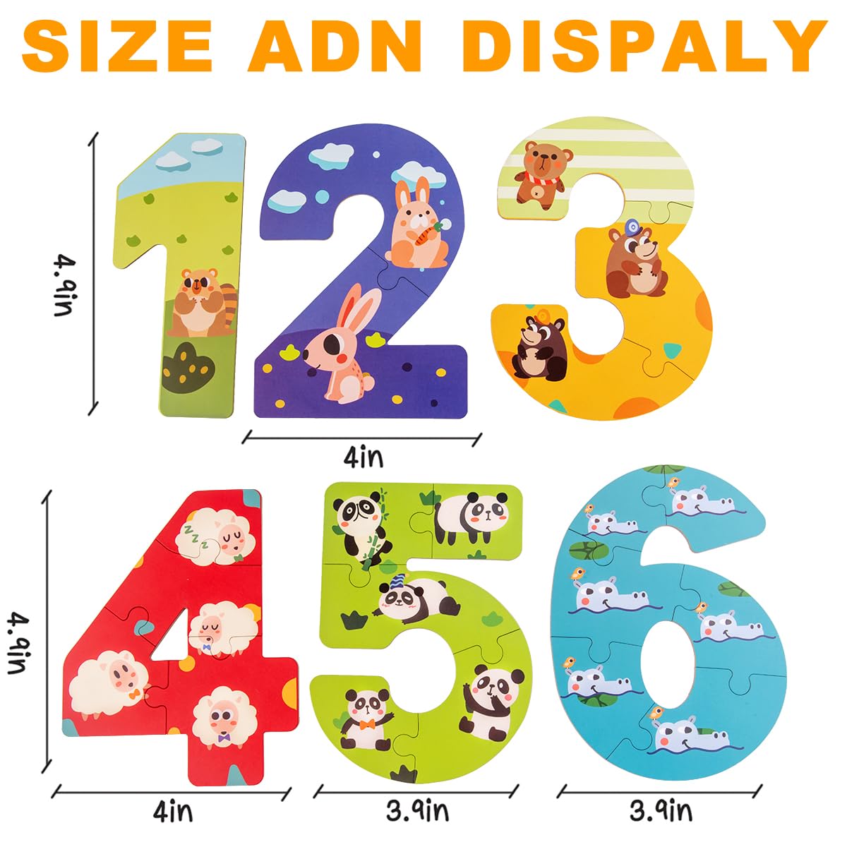NAODONGLI Wooden Floor Puzzles for Kids Ages 3-5,Montessori Preschool Educational Learning Alphabet Puzzle & Animal Puzzle for Preschool Toddler Boys Girls Ages 3+