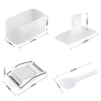 Musubi Mold Kit Musubi Maker Press 2 Pack with Luncheon Meat Slicer and Rice Paddle - Create Authentic Hawaiian Musubi at Home Non-Stick, The Musubi Mold is Used in Hawaii Restaurants