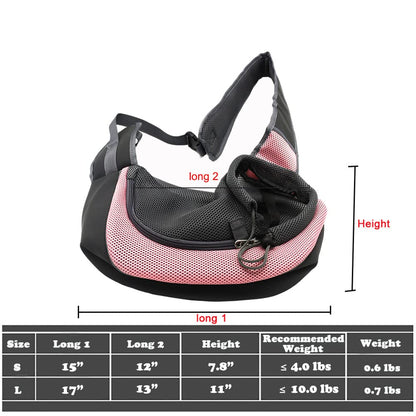 Pet Dog Sling Carrier, Breathable Mesh Portable Travel Safe Pet Sling Shoulder Bag Carrier with Adjustable Non-Slip Shoulder Strap for Small Dogs Cats Puppy (Small, Pink)