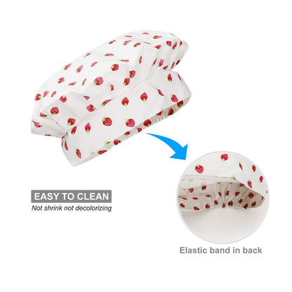 Jennice House Kids Apron Set with Chef Hat, Cute Child Baking Aprons with Adjustable Neck Strap and Pockets for Girls Boys Cooking Baking Painting Gardening in 2 Sizes (Red Strawberry, Large)