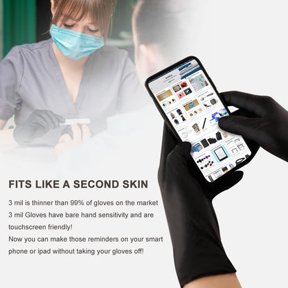 AGAG Black Nitrile Disposable Gloves 100 PCs 5mil Latex Free Ultra Strong Nitrile Gloves, Industrial, Food Safe (X-Large)