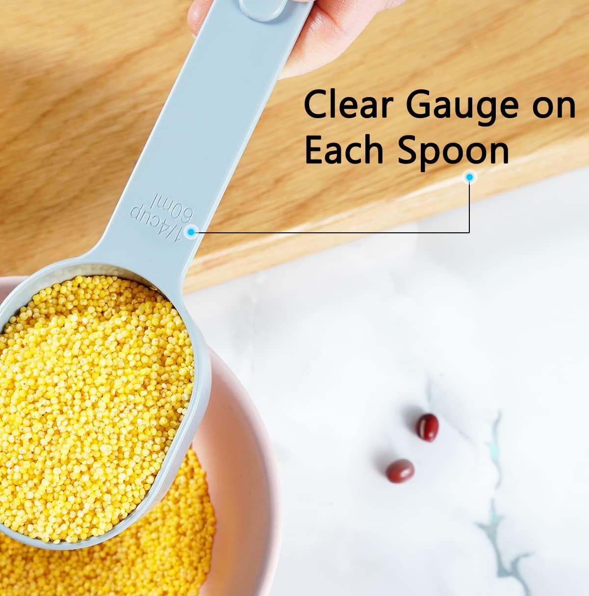 Recogwood Measuring Cups and Spoons set 10 Pieces, Stackable Measuring Cup with Lid, Kitchen Cooking Baking Measuring Spoons Set for Liquid and Dry, BPA Free, Dishwasher Safe